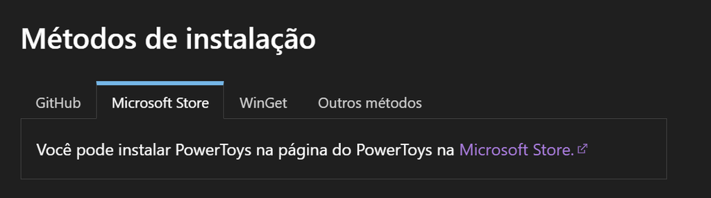 Métodos de instalação do PowerToys